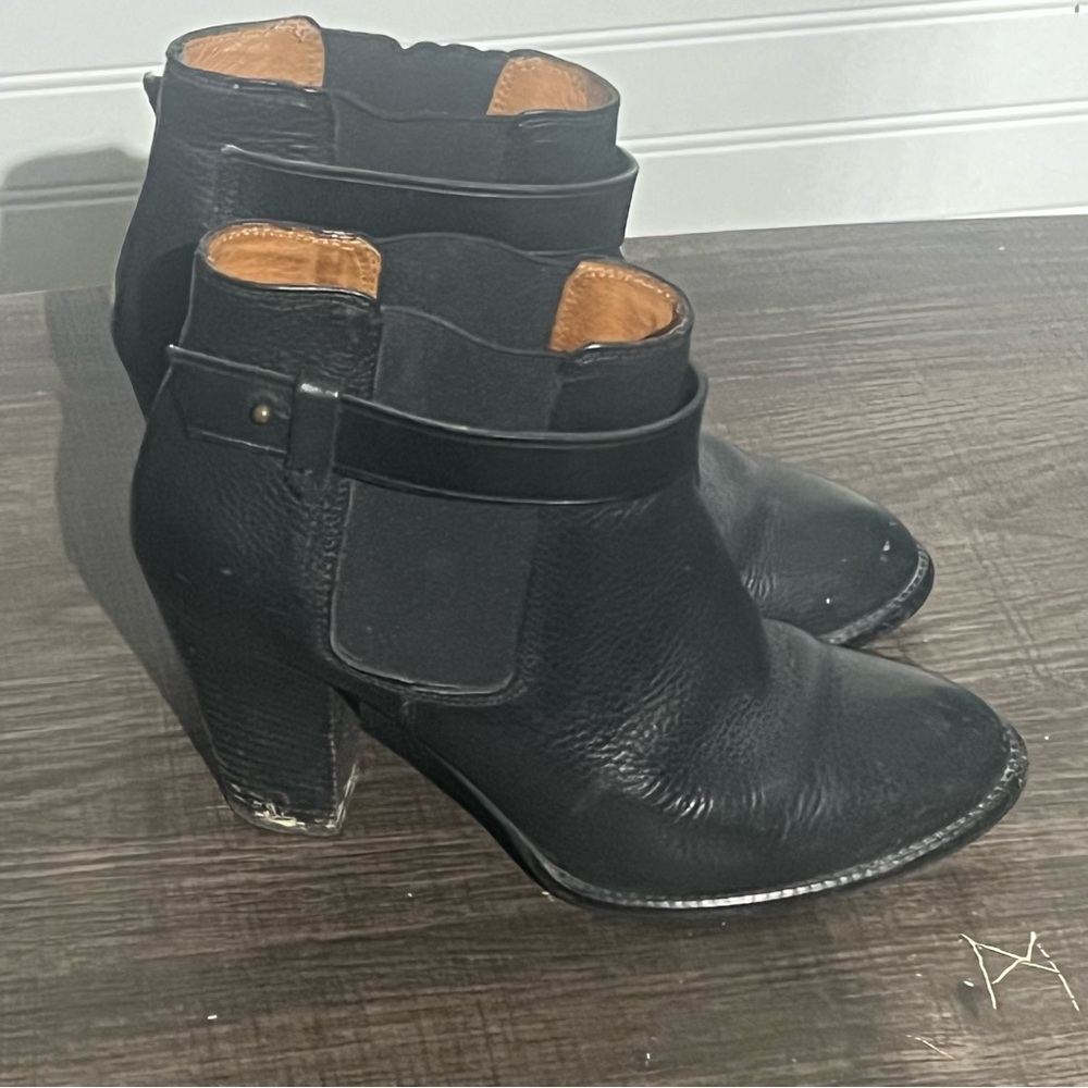 Madewell Black Leather Lonny Pull On Ankle Boots Size 6